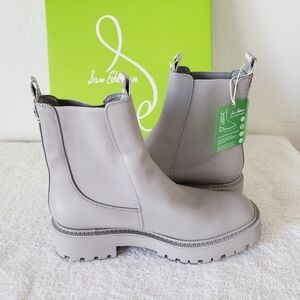 Sam Edelman waterproof womens silver color leather boots size 9